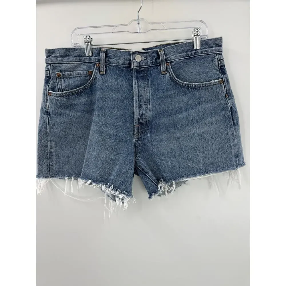 AGOLDE Women’s Parker Long Cotton Denim Shorts Cut Offs Anthropologie Size 31